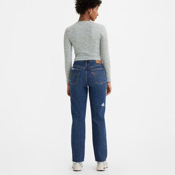 Levi's 501 Original Fit Women's 30 X 32 Jeans Dark Wash W/Destruction & Raw Hem - Picture 3 of 6